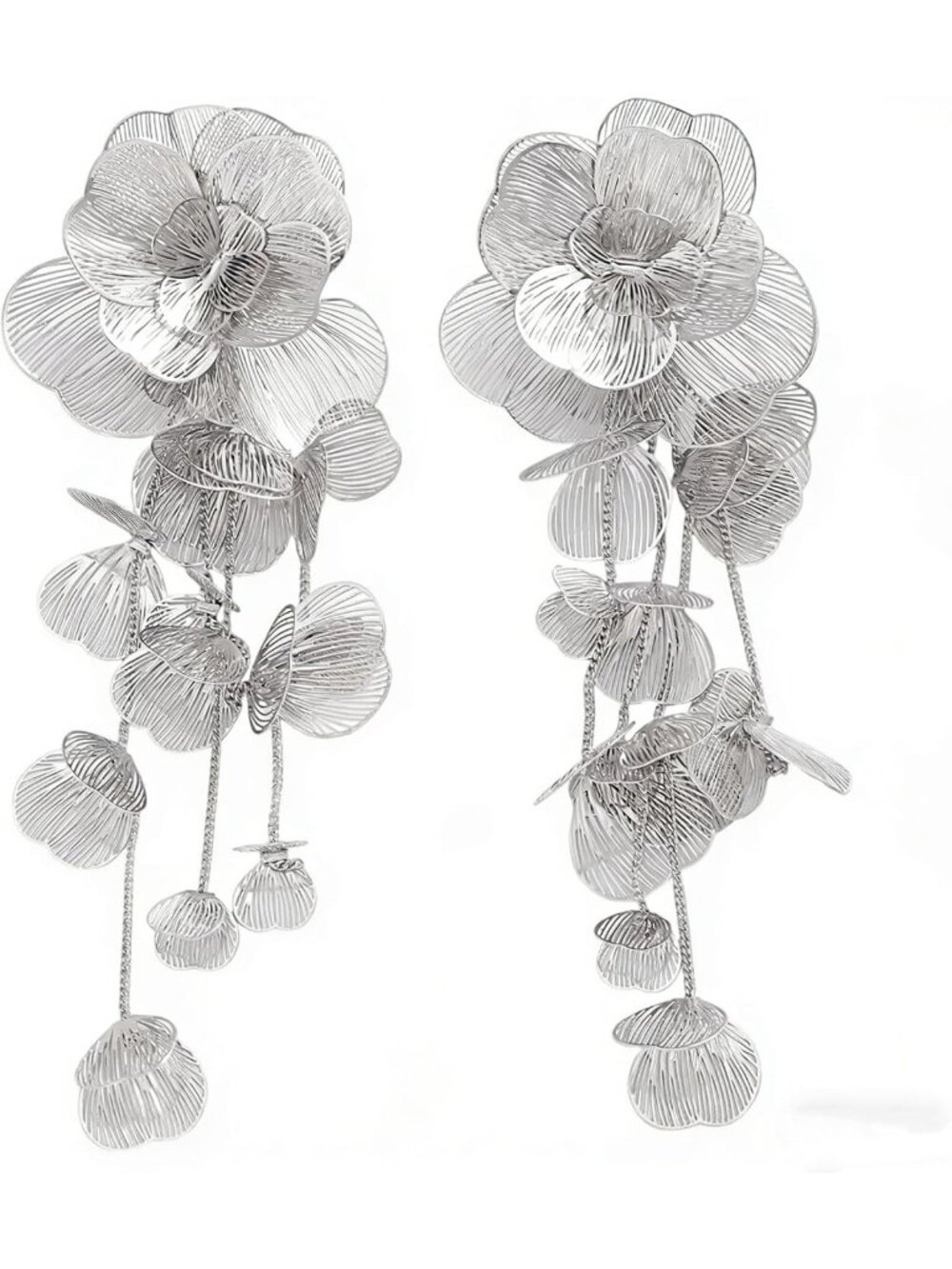Elegant Gold-Tone Floral Dangle Earrings for Women | Long Drop Statement Jewelry